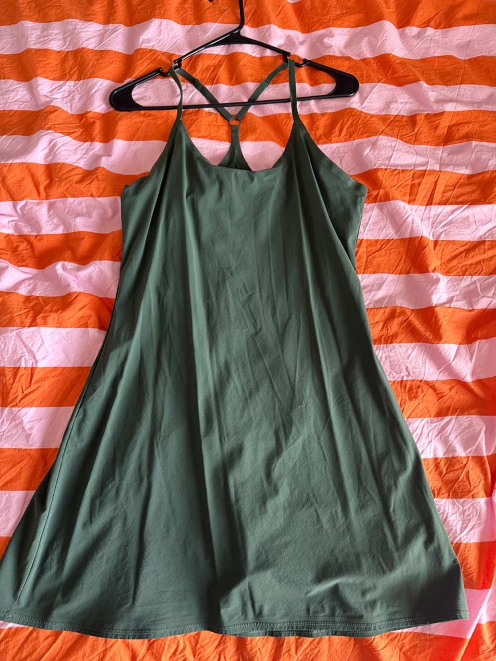 Outdoor Voices Olive Green Strappy Slip Dress